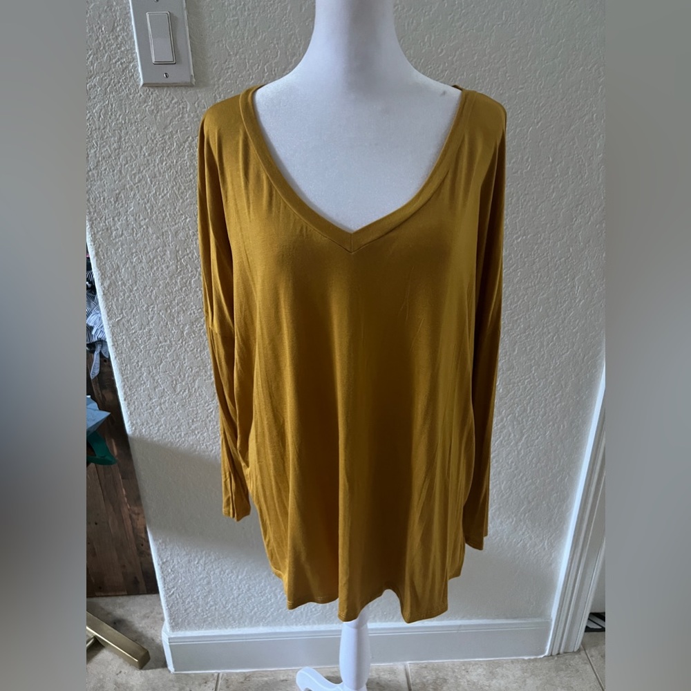 Women’s Tunic Top, A.gain, Yellow,Full Sleeves,V Neck,Size S(like a L),NWOT